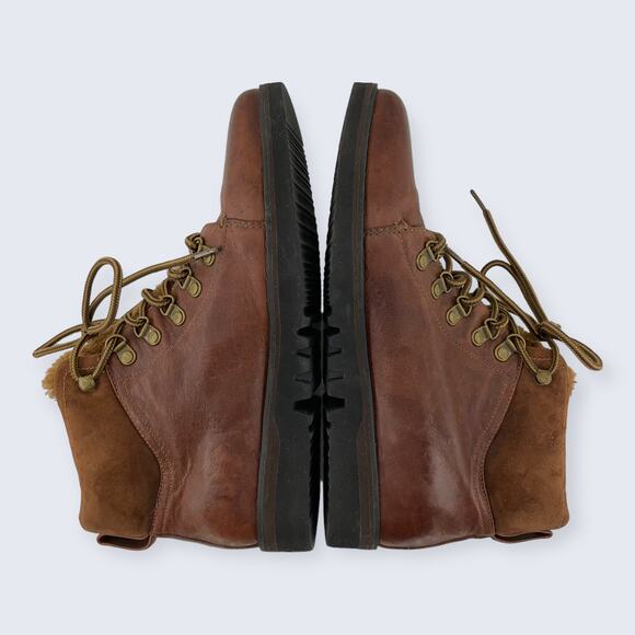 Johnston & Murphy Brown Leather Suede Lace Up Fur Tongue Ankle Boot 78-51776 9.5 - Picture 5 of 9